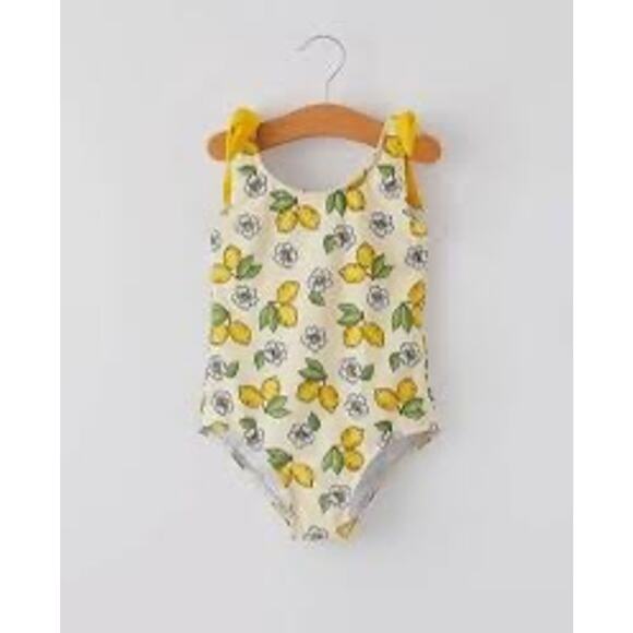 Girls Lemon Print One Piece Swimsuit Size  5– Rylee Faith Designs Boutique - Picture 1 of 5